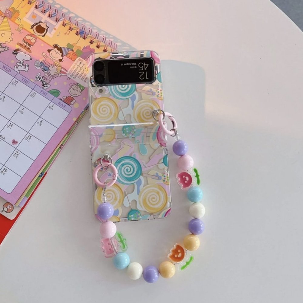 Samsung flip4 candy case with flower strap